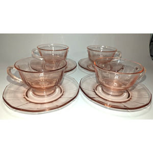 8 Pc Pink Fostoria Fairfax Tea / Coffee Set
